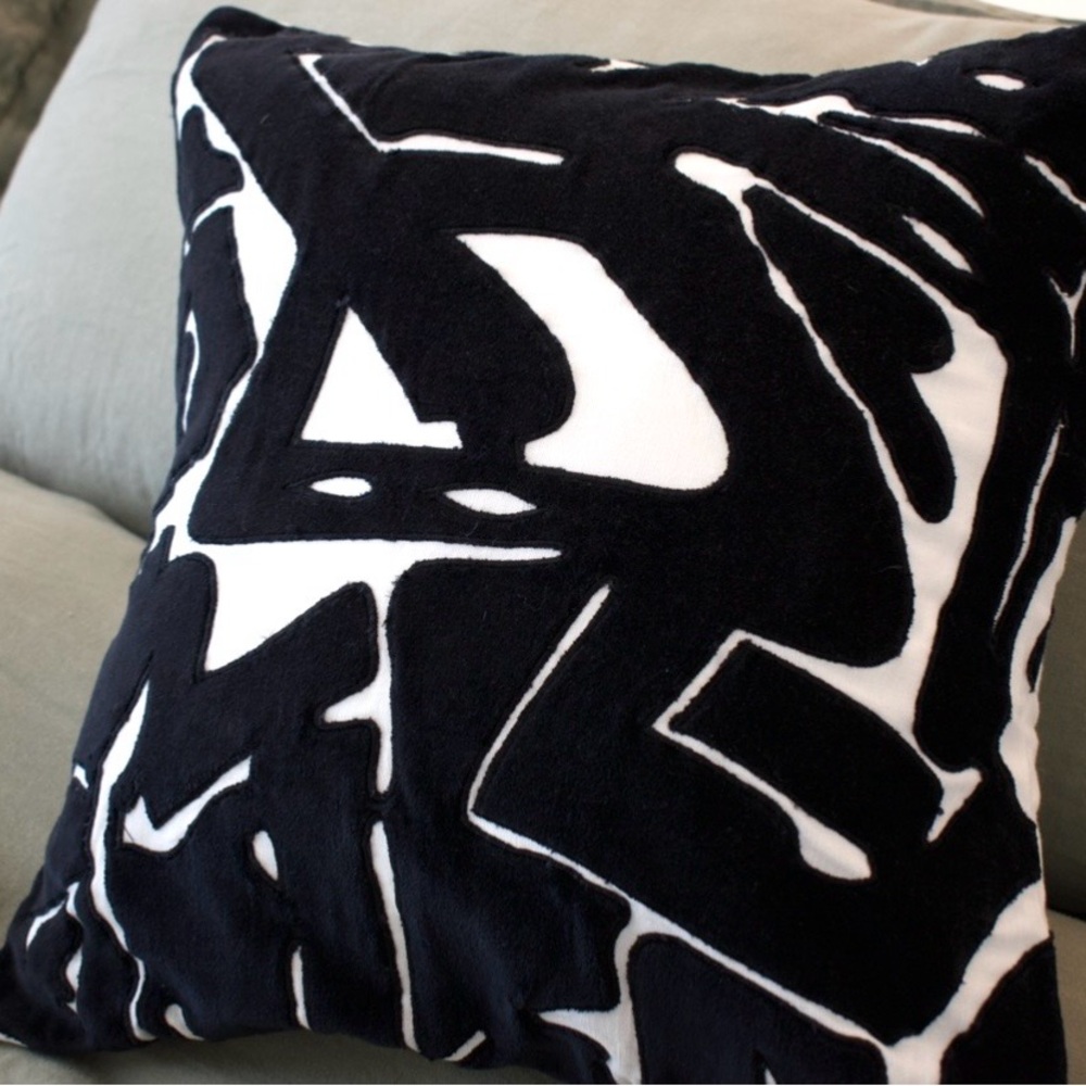 CB2 Black and White Abstract Accent Pillow